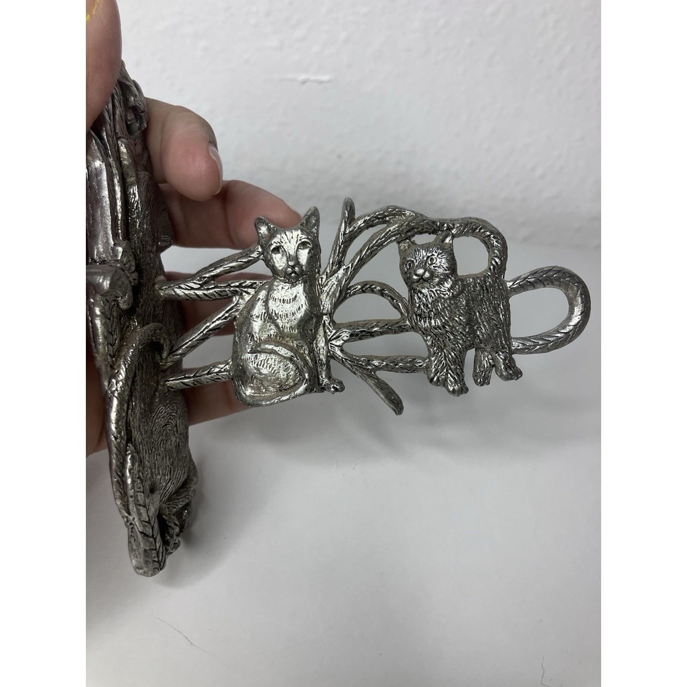 Dinner Bell‎ Holder Bracket Mount Cat Themed Heavy Pewter  Plant Hanger